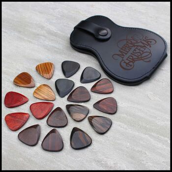 18 Electric Guitar Picks In A Leather Christmas Wallet, 7 of 12