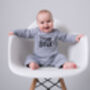 Baby Sleepsuit, Think Big, Cotton Babygrow, Baby Gift Grey And Pink, thumbnail 4 of 4