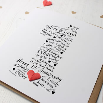 Personalised 1st Paper Wedding Anniversary Card, 3 of 4