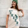 Christmas Cheer Women's Varsity T Shirt In Sand, thumbnail 1 of 4