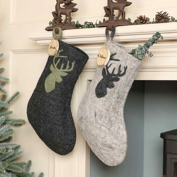 mindful living grey stag christmas stockings by dibor  notonthehighstreet.com