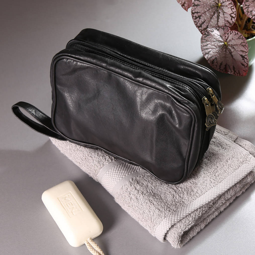 leather wash bag womens