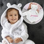 Personalised White Baby Gown With Kitten Comforter Set, thumbnail 1 of 12