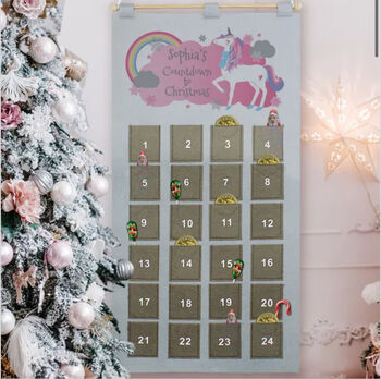 Personalised Christmas Advent Calendar, Santa, Unicorn, Penguin, Rocking Horse, Nutcracker, 3 of 5