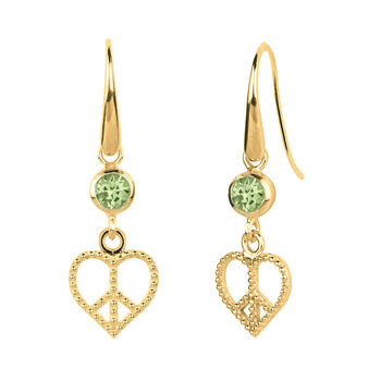 Peace Heart Peridot Silver/Gold Statement Earrings, 5 of 12