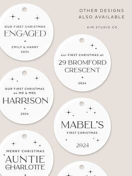 Personalised 'Our First Christmas Engaged' Ceramic Bauble, 8 of 9