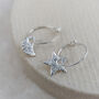 Sterling Silver Mismatch Star And Moon Charm Hoops, thumbnail 4 of 8