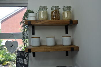 Handcrafted Oak And Steel Shelves, 2 of 10