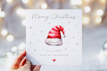 Personalised Family Santa Hats Christmas Card *Up To Six Santa Hats, 5 of 6