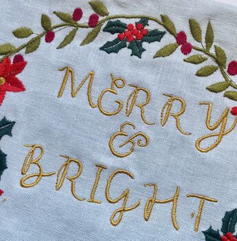 Merry And Bright Embroidered Banner, 5 of 10