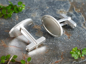 Hand Engraved Oval Cufflinks In Sterling Silver, 3 of 3