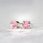 Pink Crystal Stud Earrings In Gold Or Silver, thumbnail 6 of 12