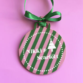 Personalised Pink And Green Bauble, 3 of 5