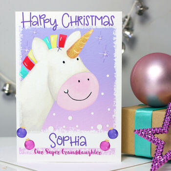 Grandchildren Christmas Card Dinosaur Or Unicorn, 6 of 9