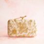 Arisha Nude Silk Bird Clasp Clutch, thumbnail 1 of 5