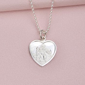 Personalised Girl's St. Christopher Heart Birthstone Necklace, 5 of 9