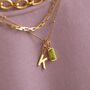 Gold Plated Initial Necklace With Baguette Birthstone Detail, thumbnail 1 of 9