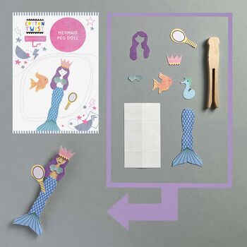 Make Your Own Mermaid Peg Doll Kit, 5 of 8