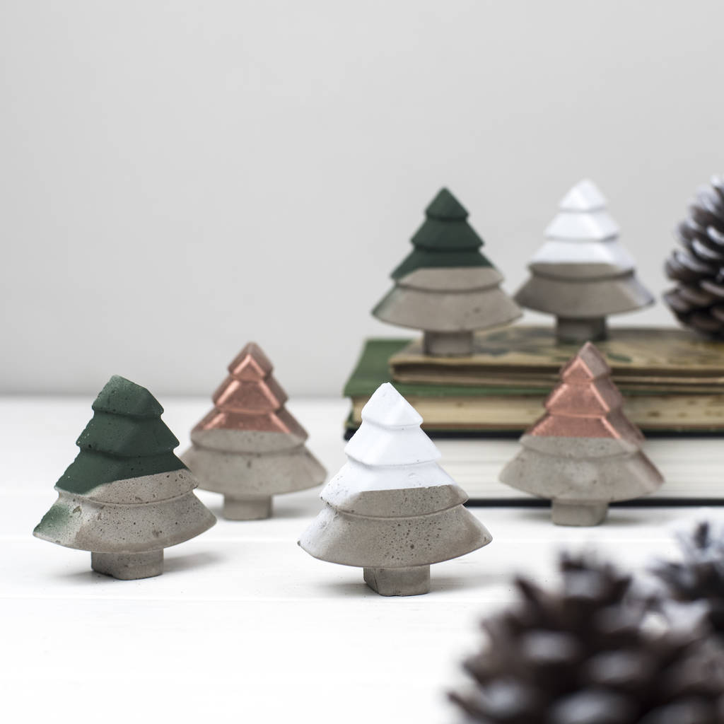 Set Of Three Concrete Christmas Tree Decorations, 1 of 4