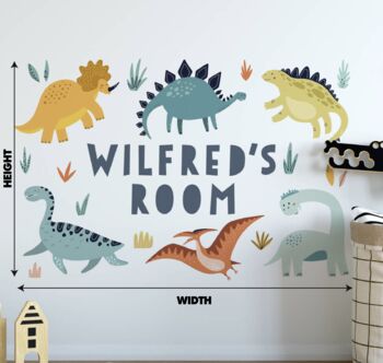 Personalised Dinosaur Bedroom Wall Sticker Kids Room, 4 of 4