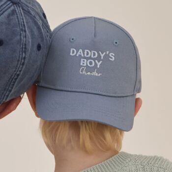 Personalised Boys' Daddy's Boy Cap In Blue, 3 of 6