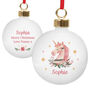Baby Girl’s First Christmas Bauble Personalised Unicorn Xmas Ornament, thumbnail 5 of 5