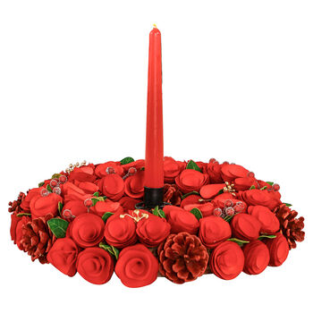 Red Rose Christmas Candle Table Centrepiece, 2 of 4