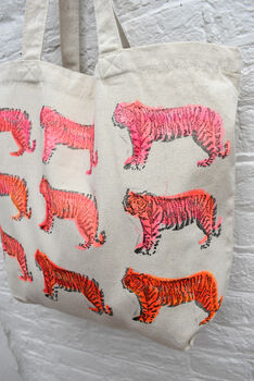 Fluorescent Tiger Canvas Shopper Bag, 5 of 5