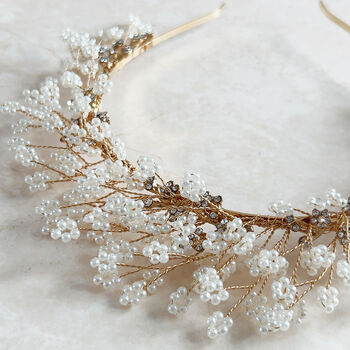 Gold Gypsophila Bridal Crown, 3 of 5