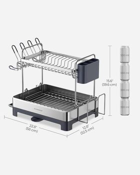 Two Tier Dish Drying Rack Steel Drainer Shelf, 2 of 8
