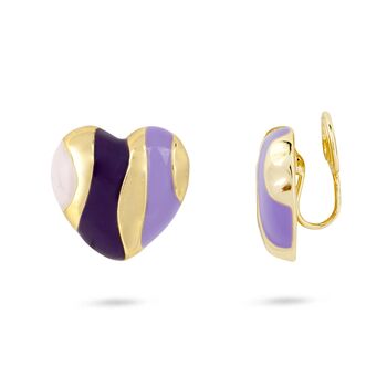 Purple Heart Clip On Earrings, 2 of 2