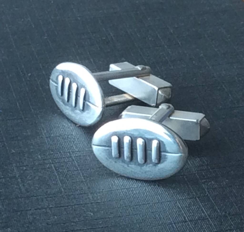 Image of Silver Rugby Ball Cufflinks, Silver