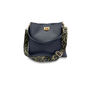 Navy Leather Tote Bag With Olive Green Cheetah Strap, thumbnail 1 of 8