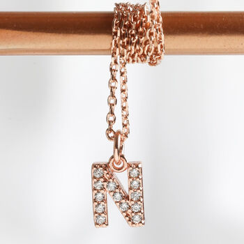 Handmade Cubic Zirconia Crystal Initial Charm Necklace, 3 of 5