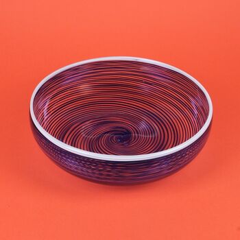 Handmade Ciotola Blu Hand Blown Spiral Glass Bowl, 2 of 6