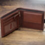 Personalised Brown Leather Wallet Trifold Rfid, thumbnail 3 of 10