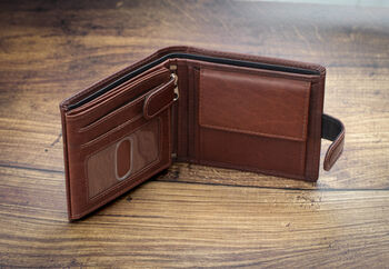 Personalised Brown Leather Wallet Trifold Rfid, 3 of 10
