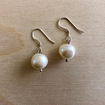 Pearl Earrings On Short Sterling Silver Hooks, 2 of 5