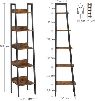 Ladder Shelf Industrial Living Room Bedroom Bookshelf, 10 of 12