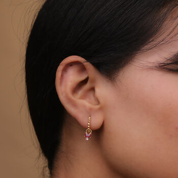 18 K Gold Plated Pink Crystal Earrings, 7 of 11