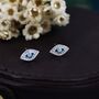 Sterling Silver Blue Opal Evil Eye Stud Earrings, thumbnail 6 of 12