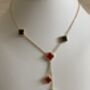 Double Sided Clover Long Necklace Red Black, thumbnail 3 of 10