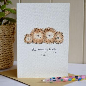 Personalised Hedgehog Family Handmade Card, 4 of 7