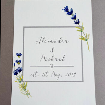 Purple Lavender Personalised Couple Print, 2 of 3