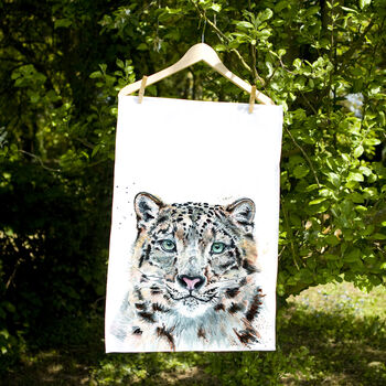 Inky Snow Leopard Tea Towel, 9 of 9
