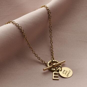 Personalised T Bar Letter Charm Necklace, 2 of 9