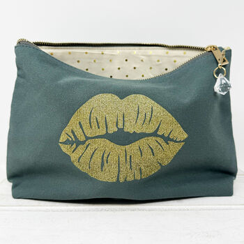 Glitter Lips Print Makeup Bag, 11 of 11