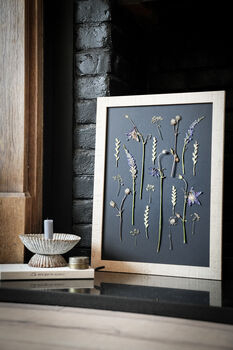 A3 Pressed Flower Art – Nightfall Botanical Arrangement In Sand Frame, 6 of 7