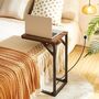 C Shaped Side Table Sofa Table With Charging Station, thumbnail 4 of 7