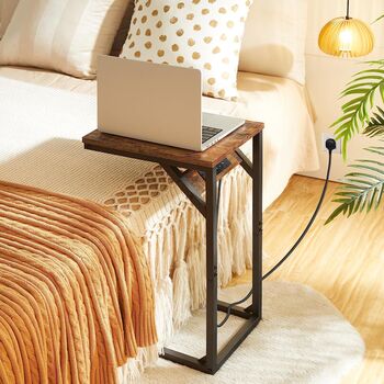 C Shaped Side Table Sofa Table With Charging Station, 4 of 7